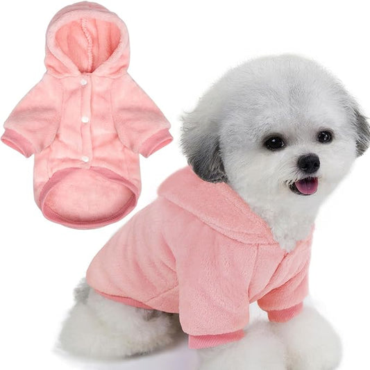 FabriCastle Dog Hoodie Sweater for Small Dogs Boy and Girl, Dog Clothes XS XXS Puppy Sweatshirt, Pet Outfit, Cat Clothing Super Soft Warm Snap On Closure (Pink, X-Small)