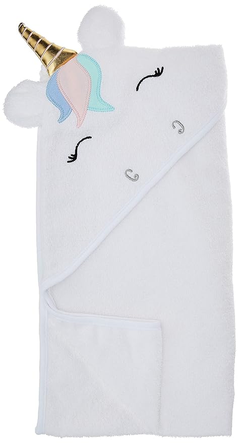 Hudson Baby Unisex Baby Cotton Animal Face Hooded Towel, Multicolor Unicorn, One Size