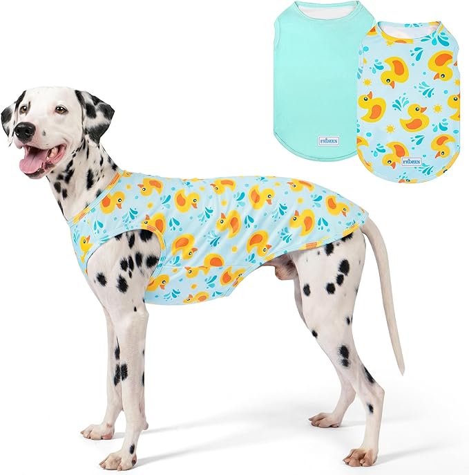 KYEESE 2Pack Dog Cooling Shirt, Breathable Dog Shirt for Medium Large Dogs, Sun Protection Dogs Cooling Vest Tank Top, Lightweight Soft Sleeveless Summer Pet Clothes, Duck+Blue, 2XL