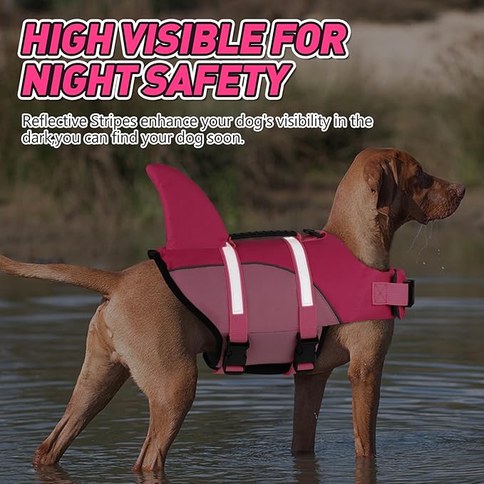 Doglay Shark Dog Life Jacket with Superior Buoyancy and Rescue Handle, Adjustable Dog Life Vests for Boating Swimming, Pet Flotation Vest for Small Medium Large Dogs