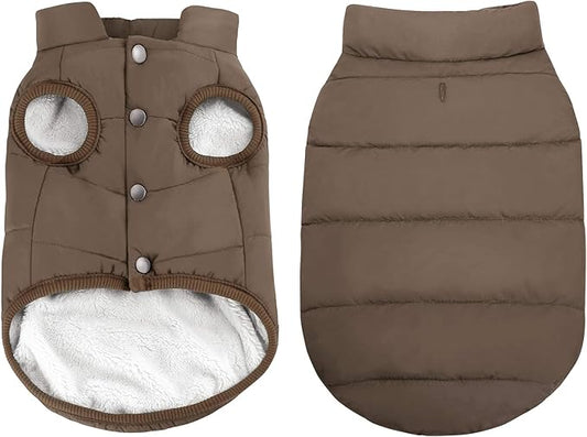 ASENKU Dog Winter Coat - Waterproof Windproof Dog Jacket, Warm Snowproof Doggie Puffer Vest for Cold Weather, Lightweight Snow Coats for Small Medium Large Dogs (3XL, Coffee)