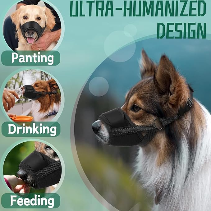 Dog Muzzle for Large Dogs, Soft Material with Reflective & Adjustable Strap, Stop Biting, Barking, Chewing, Breathable Mouth Guard for Biting Chewing Grooming, Allow Panting Drinking (Blue, L Size)