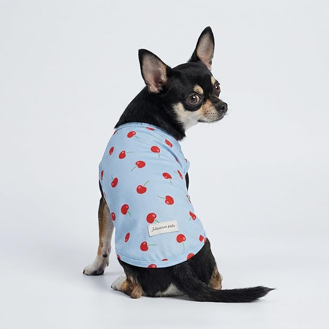 Fitwarm 2 Pack Ice Cream & Cherry UPF 50+ UV Sun Protection Dog Shirt, Lightweight Cooling Vest, Quick Dry Summer Clothes for Small Dogs Girl, Pet Outfit, Pink, Light Sky Blue, XXL
