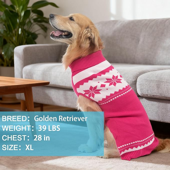 Mihachi Dog Sweater - Winter Coat Apparel Clothes with Colorful Stripes for Cold Weather, Pink SM