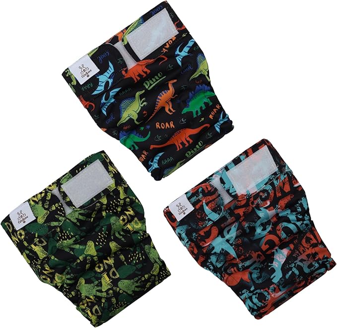 CuteBone Washable Dog Diapers Female No Tail Hole 3 Pack Reusable Doggie Period Training Pants for Docked-Tail Frenchie French Bulldog Boston Terrier Without Tail WWD24XL