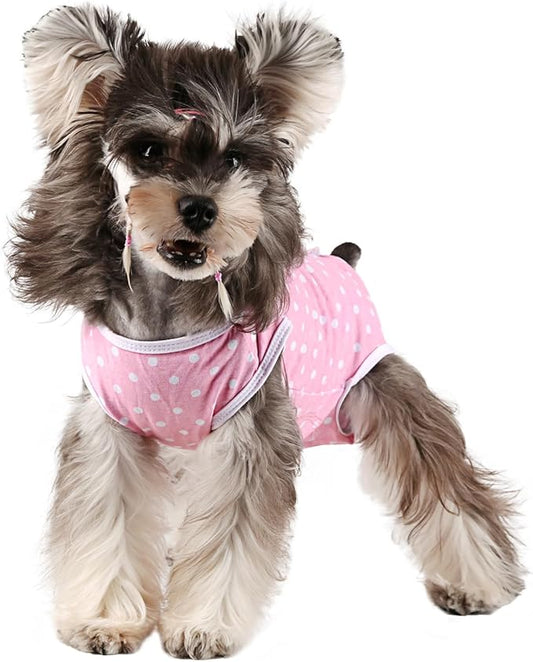 Etdane Dog Period Diapers Small Dog Period Suit Dog Sanitary Panties for Male Female Dogs Diaper Cover for Heat Pink Polka Dots/XL