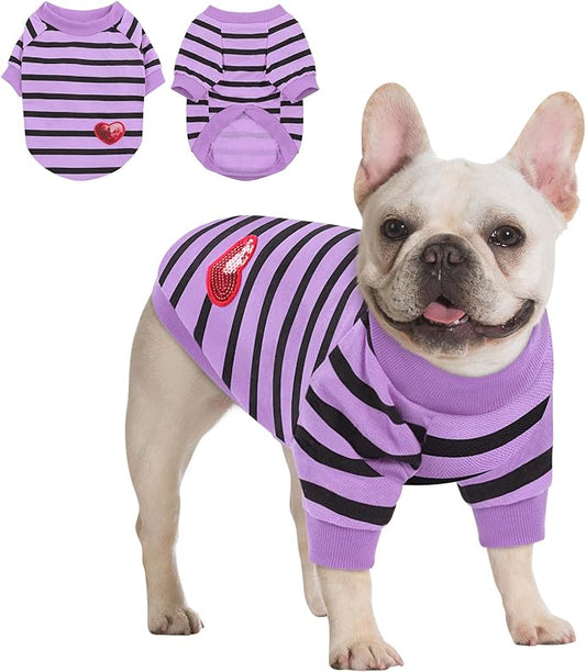 Queenmore Small Dog Shirt,Soft Breathable Dog Shirt for Dogs Cats Boy Girl,Pet Clothes for All Season,Breathable Lightweight Pet Tshirt for Frenchie, Dachshund, Yorkie