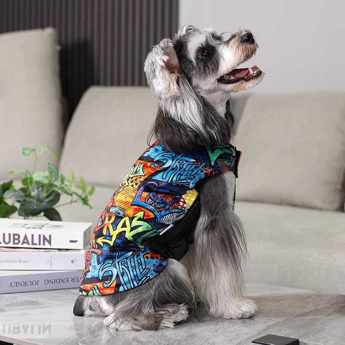 CuteBone Winter Dog Coat - Waterproof Windproof Reversible Vest, Thick Adjustable Cold Weather Jacket for Small Medium Large Dogs, Soft with Leash Hole GMF32S