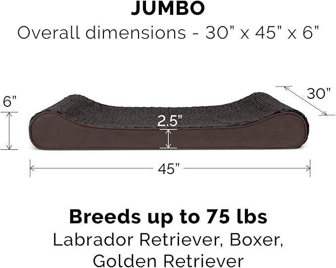 Furhaven Cooling Gel Dog Bed for Large Dogs w/ Removable Washable Cover, For Dogs Up to 75 lbs - Ultra Plush Faux Fur & Suede Luxe Lounger Contour Mattress - Chocolate, Jumbo/XL