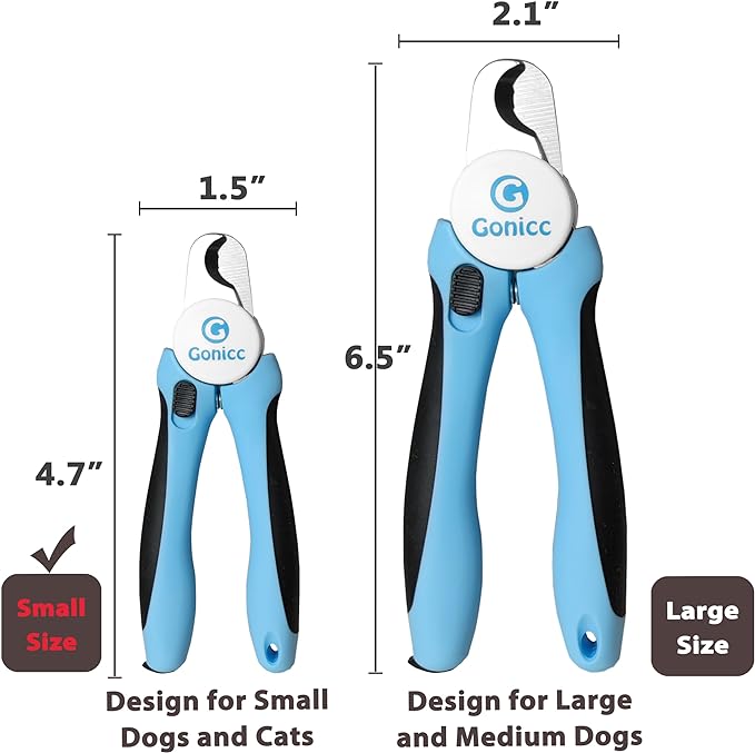 gonicc Professional Small Dog and Cat Nail Clippers Sharp Stainless Steel Pet Nail Trimmers(with Free Nail File in Handle), for Rabbit, Small Animal, with Safety Guard to Avoid Overcutting
