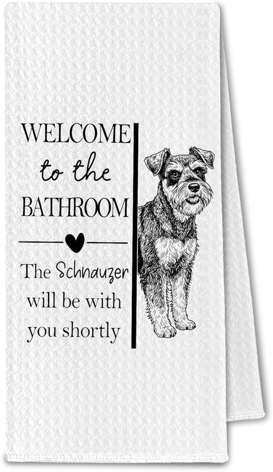 Schnauzer Gifts Bathroom Hand Towels, Schnauzer Dog Owner Lovers Gifts for Women, Funny Dog Decorative Hand Towel for Bathroom Kitchen Decor, 16x24 Inch
