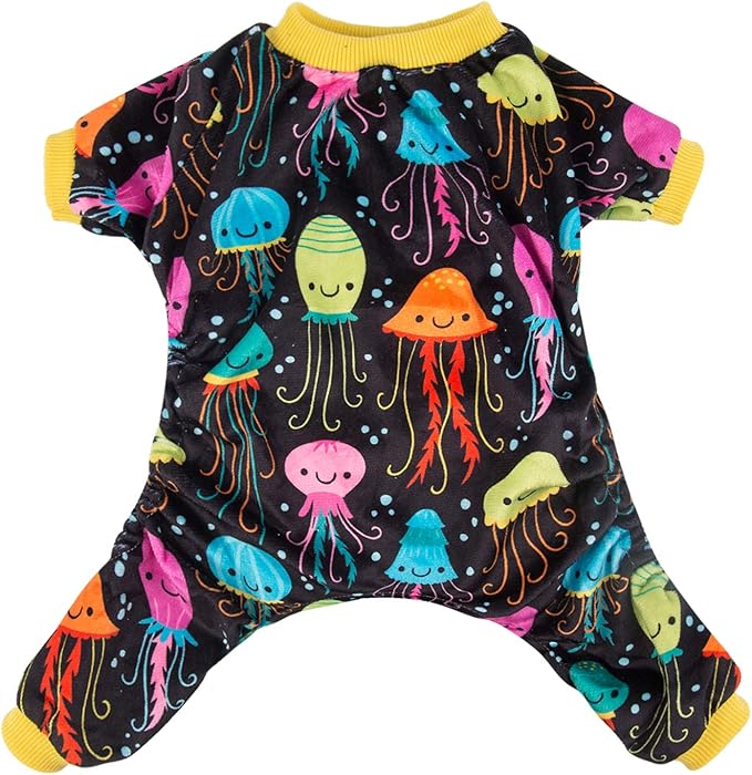 CuteBone Soft & Stretchy Dog Pajamas - Cozy Pet Jammies Breathable Jumpsuit for Small Dogs - All-Season Comfy Outfit Easy-On Pullover Design - Keeps Pets Warm & Comfortable P80S