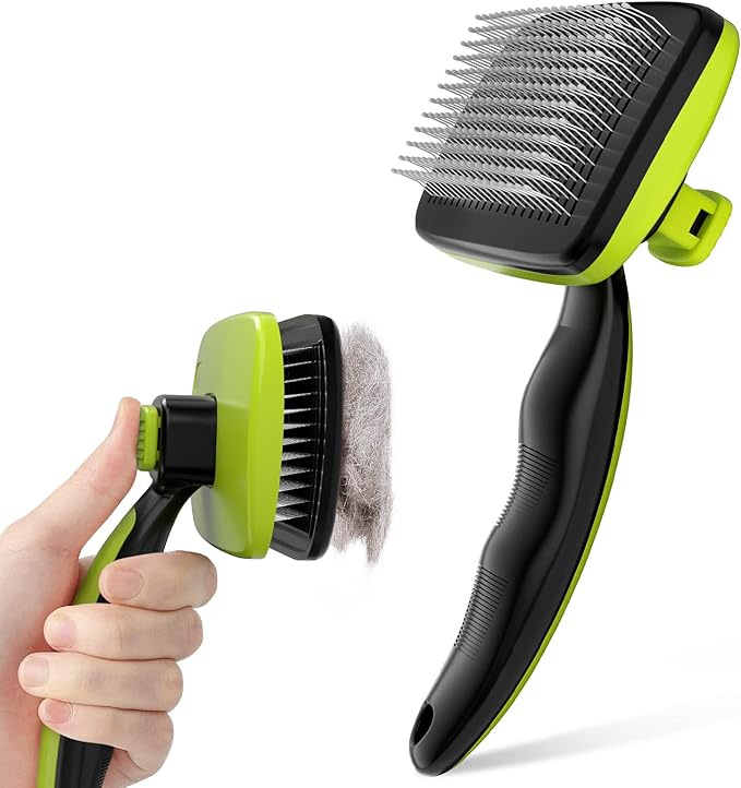 Pecute Self-Cleaning Slicker Brush for Dogs & 4-in-1 Pet Grooming Vacuum Kit with Clipper, Brush