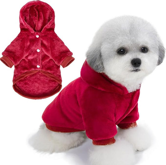 FabriCastle Dog Hoodie Sweater for Small Dogs Boy and Girl, Dog Clothes XS XXS Puppy Sweatshirt, Pet Outfit, Cat Clothing Super Soft Warm Snap On Closure (Wine red, Small)