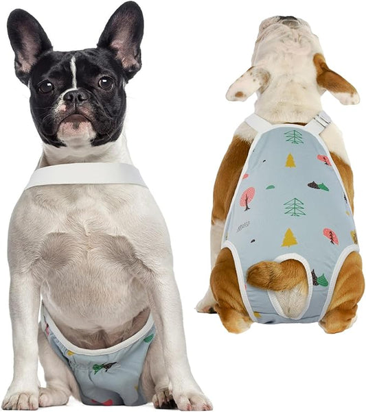 QBLEEV Dog Diapers Female Washable Sanitary Pantie with Adjustable Suspender, Reusable Doggie Diapers for Male Dogs in Heat, Cute Puppy Pet Period Panties Dog Underwear for Corgi French Bulldog S