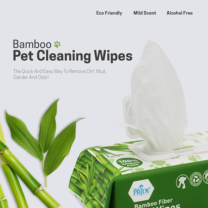 MED PRIDE 100% Bamboo Fiber Doggie Cleaning XL – Dog & Cat Cleaning Wipes with Aloe Vera – Alcohol & Paraben-Free – 8”x8” Hypoallergenic Deodorizing Grooming Wipes – 4 Packs (400 Count)