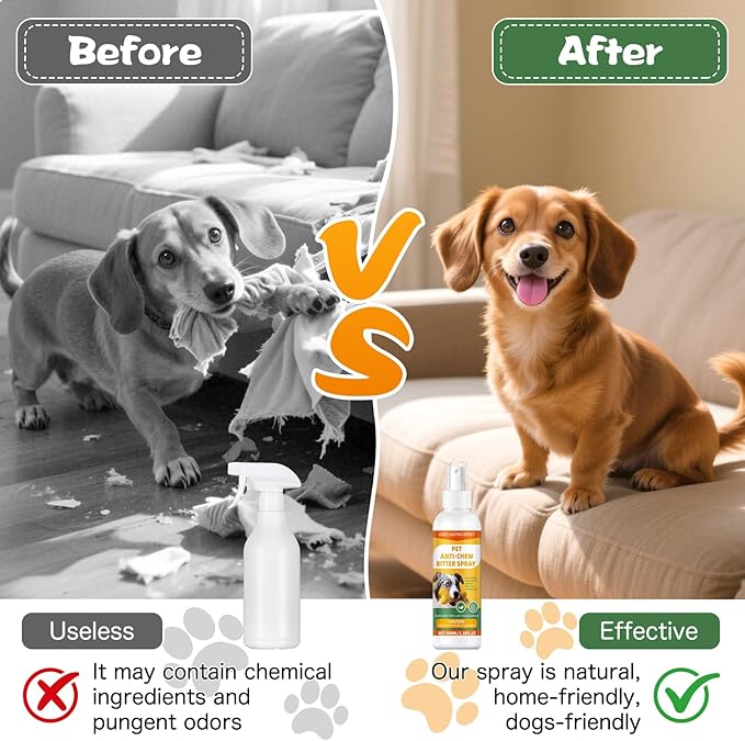 Anti-Chew Bitter for Dog Behavior Training Aid Spray, Natural Ingredients, Protect Furniture Shoes Belongings, Stop Chewing, Licking, Biting for Dog Deterrent Spray - Formula 6