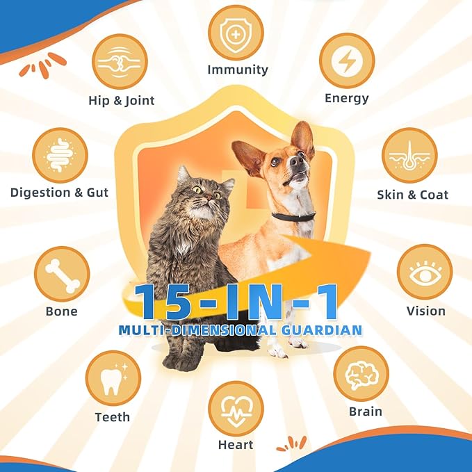ZEBORA Dog Multivitamin Powder with Glucosamine, Dog Vitamins and Supplements for Immune Support, Skin and Coat Supplement with Omega 3 for Allergy Relief, Probiotics for Digestive & Gut Health