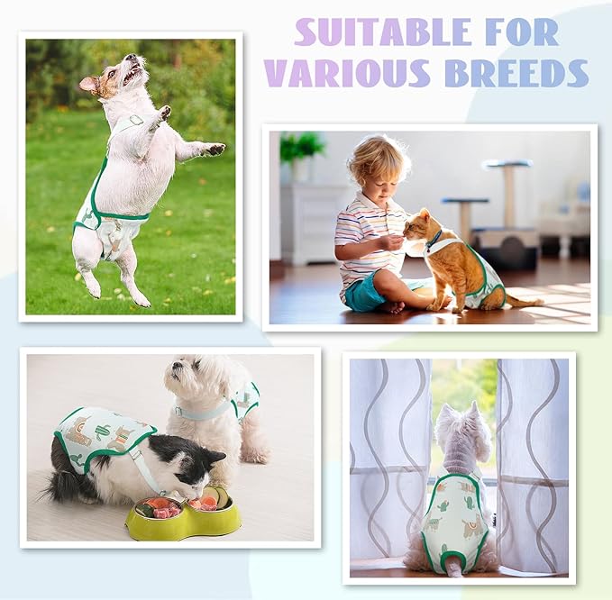 QBLEEV Dog Diapers Female Washable Sanitary Pantie with Adjustable Suspender, Reusable Doggie Diapers for Male Dogs in Heat, Cute Puppy Pet Period Panties Dog Underwear for Corgi French Bulldog S