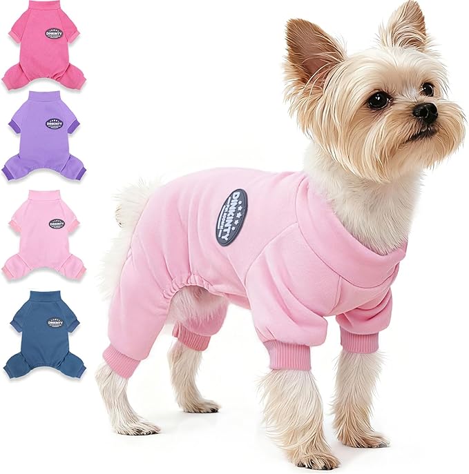 Puppy Sweater Dog Sweater for Small Dogs Girl Boy Winter Warm Soft Dog Pajamas Stretchy Jumpsuit Doggie Pet Clothes Outfits XXS~L (Pink, XX-Small)
