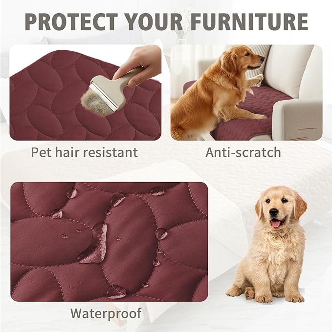 Ameritex Pet Bed Cover Dog Bed Blanket for Sofa and Furniture Waterproof New Pattern Design (40x50 Inch, Burgundy)