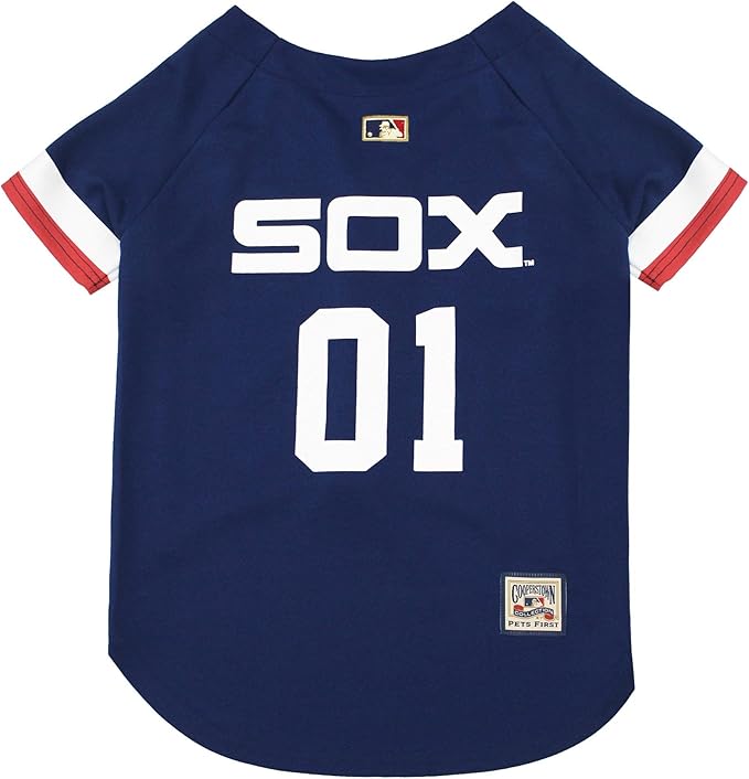 MLB Chicago White SOX Vintage Throwback Jersey for Dogs & Cats in Team Color. Comfortable Polycotton Material, Extra Large