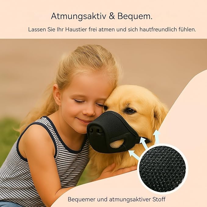 Dog Muzzle – Mesh Soft Muzzle for Small Medium Large Sized Dogs, Adjustable for No Bark, Scavenging, Licking & Chewing, Prevent Biting, Black (L)