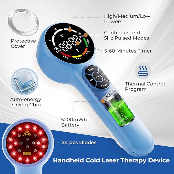 24 Diodes Pet Cold Laser Therapy Device for Dogs, Near Red Light Therapy for Cat Joint, 650nm*16+808nm*8, Muscle Relax and Pain Relief, Horse Infrared Machine at Home Accelerate Healing Equine Hip