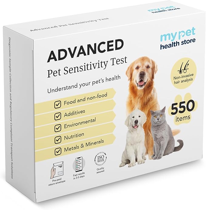 Advanced Allergen Test - At-Home Pet Allergy Test | 550 Items | Quick Results | Non-Invasive Hair Collection | Food, Environment, Nutrient & Mineral Analysis | All Breeds & Ages