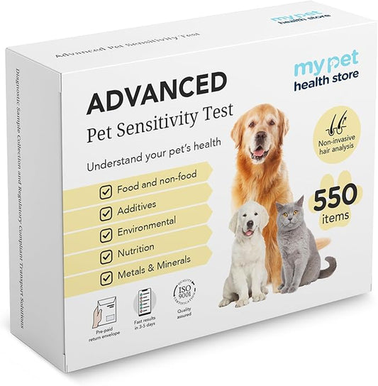 Advanced Allergen Test - At-Home Pet Allergy Test | 550 Items | Quick Results | Non-Invasive Hair Collection | Food, Environment, Nutrient & Mineral Analysis | All Breeds & Ages