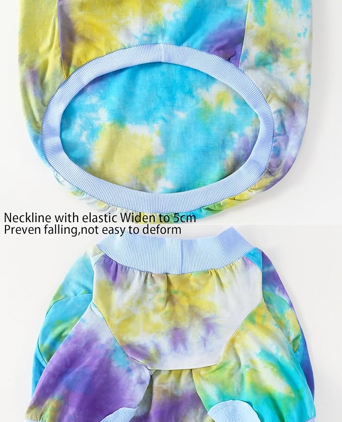 Tie Dye Dog Clothes - Breathable Cotton Dog Shirt Pajamas Blue Large