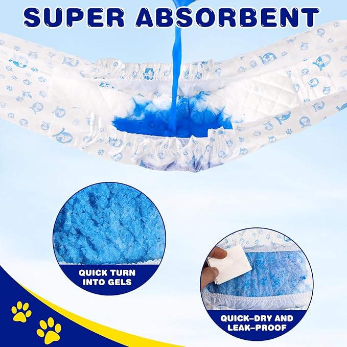 XPCARE 50 Count Disposable Male Dog Diapers, Male Dog Wraps,Super Absorbent Leak-Proof Fit (Medium)