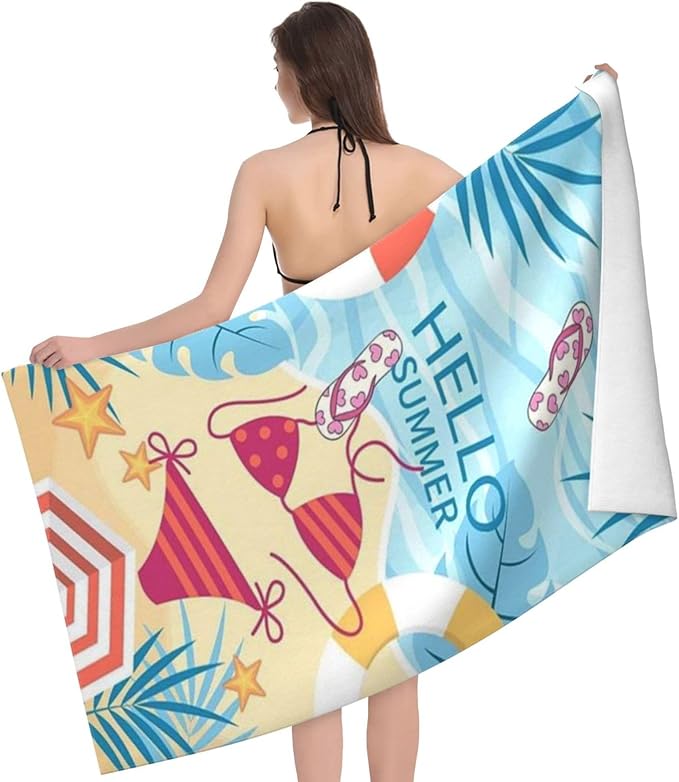 Cute Beach Towel for Women/Adults, Personalized Microfiber Beach Towels Bulk, Quick Dry Beach Towel for Pool, Lightweight Bath Towels Oversized Clearance 30"x 60"