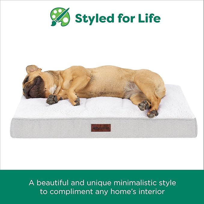 Furhaven Orthopedic Dog Bed – Classic Cushion with Plush Tufted Top, Supportive Foam Mattress, Removable Washable Cover, Joint Relief - Gray, Large