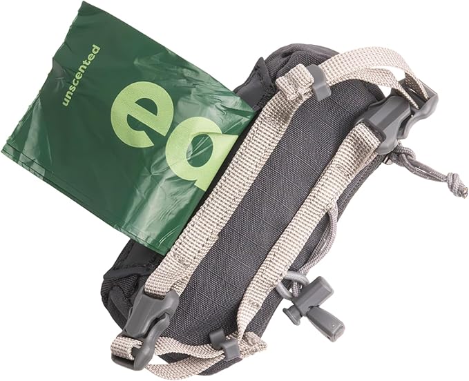 Ruffwear, Stash Bag Mini Dog Poop Bag Holder, Compact Leash Pouch with 2-Strap Attachment, Zip Pocket Fits Standard Roll, Side Slot, Grippy Starter Pad, Cinch Poop Loop, Mesh Pocket, Basalt Gray