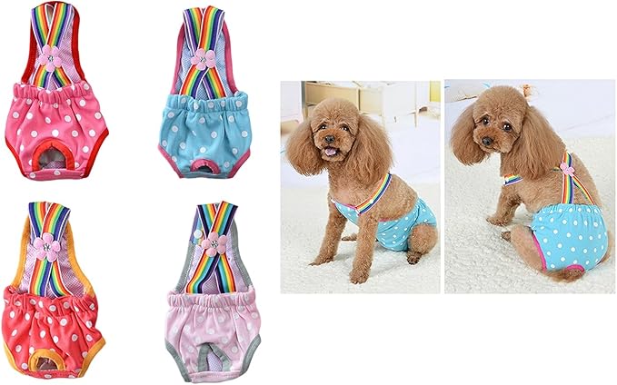 Dog Diaper Shorts Sanitary Pantie Female Dogs Adjust Suspender Diaper Panties Period Briefs Dog Physiological Shorts, M Polka Dot Light Pink
