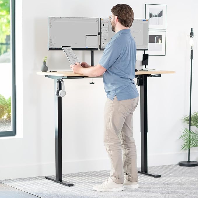 VIVO Universal 55 x 28 inch Solid One-Piece Table Top for Standard and Sit to Stand Height Adjustable Home and Office Desk Frames, Light Wood, DESK-TOP55-28C