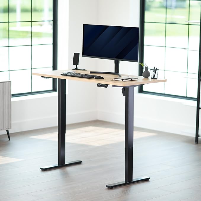 VIVO Universal 55 x 28 inch Solid One-Piece Table Top for Standard and Sit to Stand Height Adjustable Home and Office Desk Frames, Light Wood, DESK-TOP55-28C