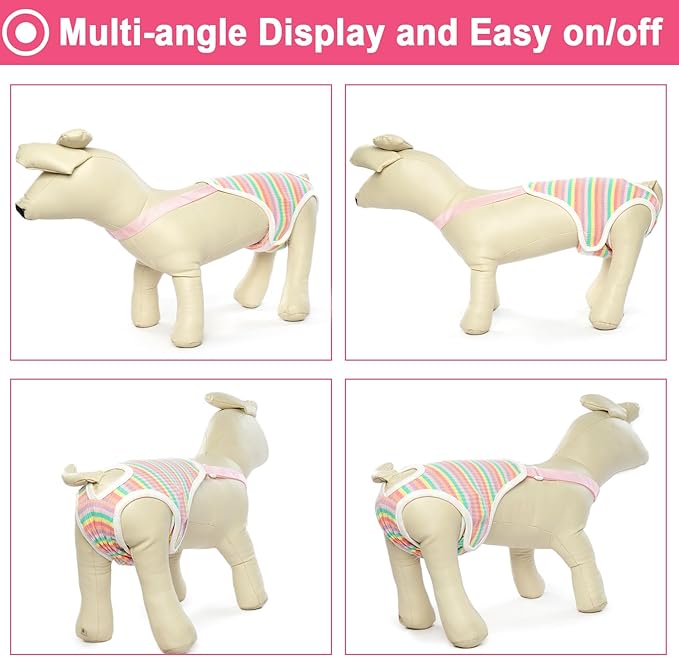 QBLEEV Dog Diapers Female Washable Sanitary Pantie with Adjustable Suspender, Reusable Doggie Diaper Puppy Diapers Male Cute Pet Period Panties for Dogs in Heat, Dog Underwear for French Bulldog XL