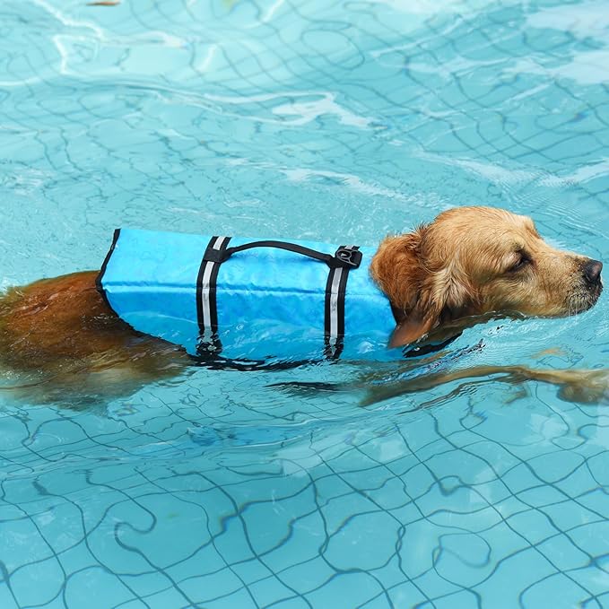 Doglay Dog Life Jacket, Dog Life Vest for Swimming Boating, Adjustable Puppy Life Jacket with Reflective Stripes, Superior Buoyancy Dog Swimming Vest for Small Medium and Large Dogs