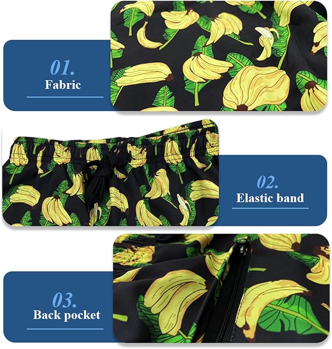 Mens Swim Trunks with Compression Liner Quick Dry Zipper Pocket Bathing