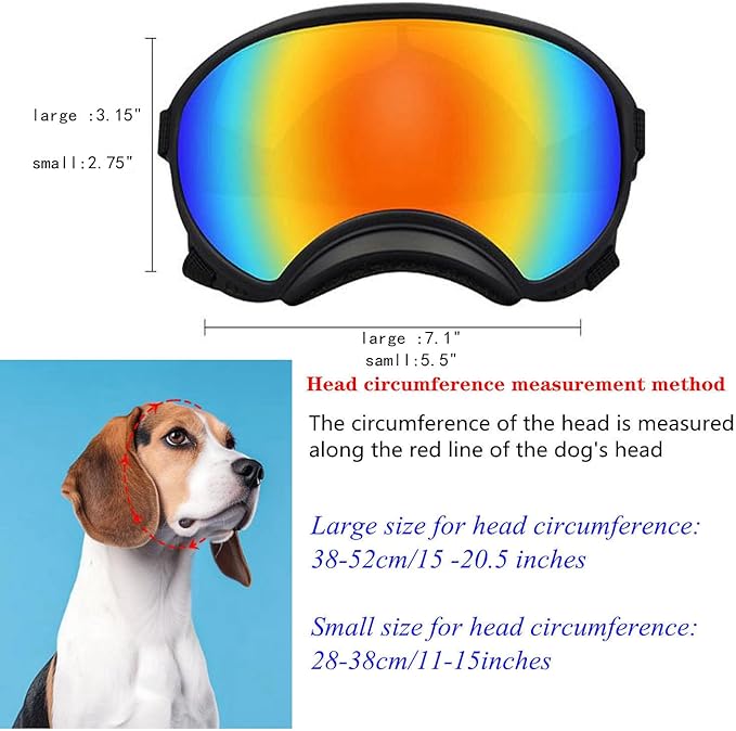Soft Samll Dog Sunglasses Dog Goggles for Large Breed UV/Wind/Dust Protection Winproof Dog Puppy Sunglasses Pet Glasses Eye Wear with Adjustable Strap (Bule Frame & Bule Lens/Large)