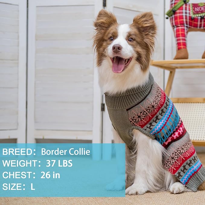 Mihachi Dog Sweater - Winter Coat Apparel Clothes with Colorful Stripes for Cold Weather