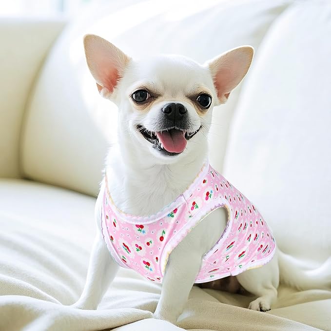 choyaxo 4pcs Dog Shirts Sleeveless Printed Pet Vest for Chiuahaha Small Medium Dogs Spring Summer