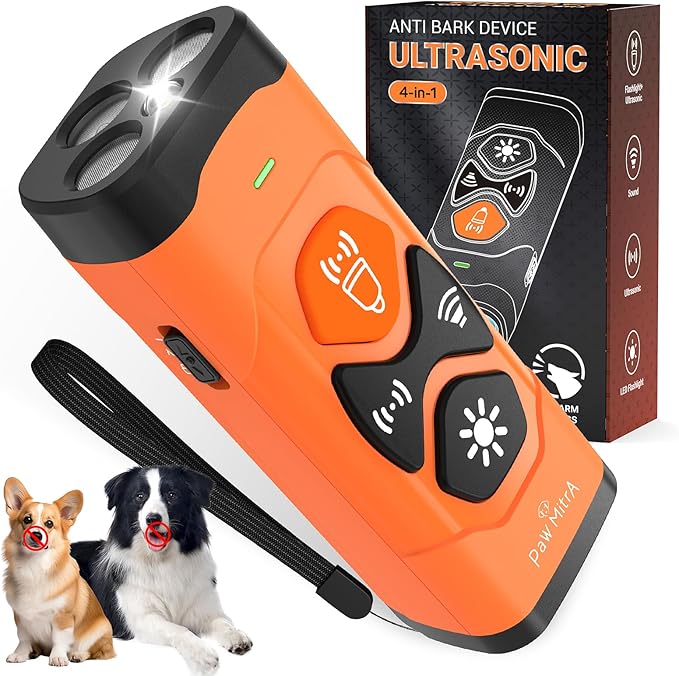 2025 Ultrasonic Dog Bark Control Device | Rechargeable Anti Barking Device, 35FT Long-Range No Shock Dog Trainer, Safe & Humane One-Button Bark Deterrent for Indoor & Outdoor Use