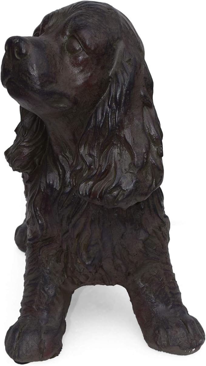 Christopher Knight Home Messiah Outdoor Cocker Spaniel Dog Garden Statue, Brown Finish