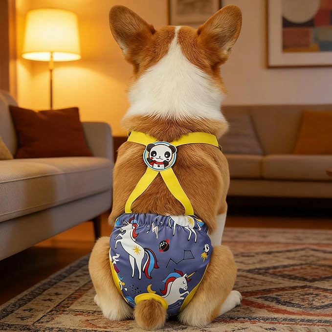 Pet Diaper - Washable Female Panties with Suspender | Reusable Doggie Diaper | for Home Apartment Indoor Outdoor Travel Car Crate Kennel Yard Park Beach Camping