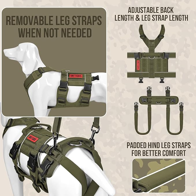 OneTigris Breathable Dog Lift Harness for Medium Sized Dogs, Dog Sing for Large Dogs Hind Leg Support, Hip Support Brace Front Leg Vrace (Green, X-Large)