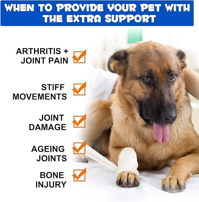 Dog Joint Aid & Relief Supplement with Chondroitin & Glucosamine HCl – Relieves Joint Pain & Reduces Inflammation for Senior Dogs, Active Adults & Puppies