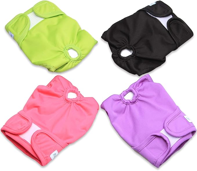 Teamoy 4pcs Washable Female Dog Diapers, Reusable Doggie Diaper Wraps for Female Dogs, Super-Absorbent and Comfortable, L2
